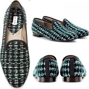 Marc Jacobs Women's Green Tweed Loafers Size 35